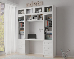 Изображение товара Книжный шкаф Билли 365 white ИКЕА (IKEA) с рабочим местом на сайте adeta.ru